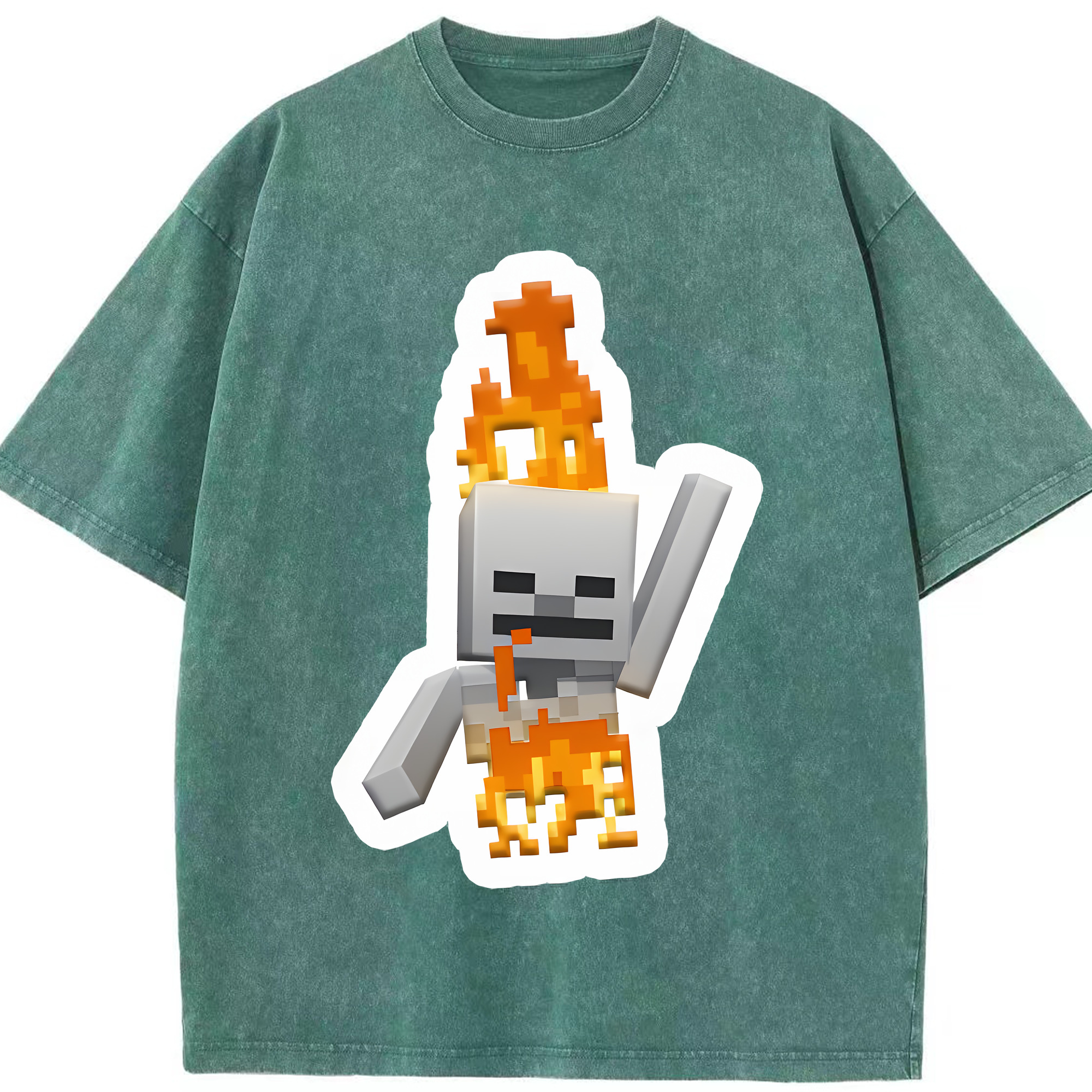 （画像用） マインクラフト ブロックの世界 Minecraft MC Block world 綿100% ヴィンテージ風 半袖Tシャツ（フロントプリント）